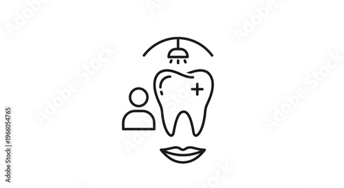 Dental hygiene concept: person, tooth cleaning, and healthy smile icon