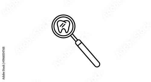 Dental Examination Magnifying Glass Inspecting Tooth Icon