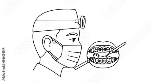 Dentist examining patient's teeth with mirror and probe, close-up on mouth