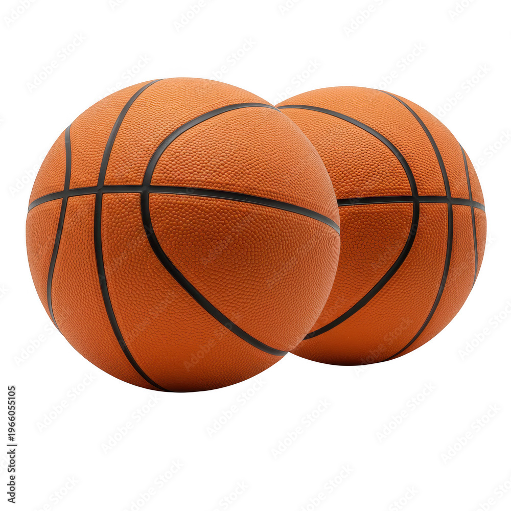 Fototapeta premium Two basketballs together isolated on transparent background
