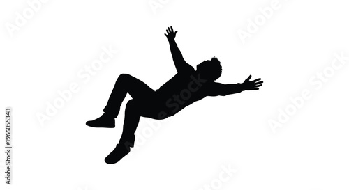 A dynamic image depicts a person falling backwards with arms outstretched captured in a striking silhouette high quality professional detailed modern