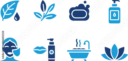 Organic natural skincare icons representing beauty, wellness, and hygiene in a clean graphic style.