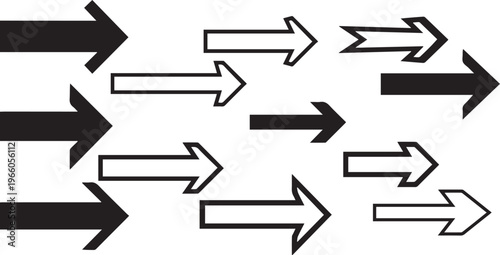 Collection of black and white arrows a visual guide to directional indicators and graphic elements