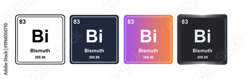 Bismuth Bi 83 Periodic Table Element Tile. Vector Illustration, Minimalist Design, Isolated on Background, UI Icon Style, Modern Chemistry Graphics.