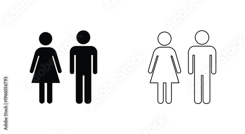 Simple black and white icons depicting male and female figures in pairs