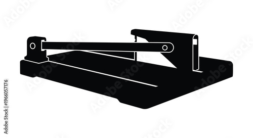 A stark black silhouette of a manual tile cutter showcasing its mechanical structure and function silhouette high quality professional detailed modern