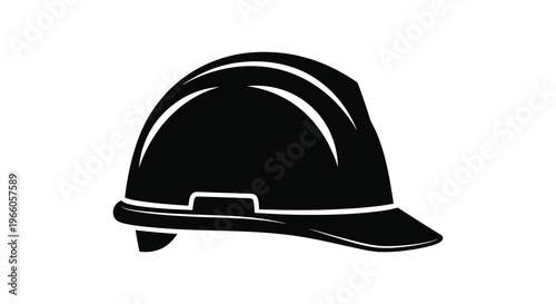 A stark black silhouette of a hard hat commonly used for construction and industrial work silhouette high quality professional detailed modern