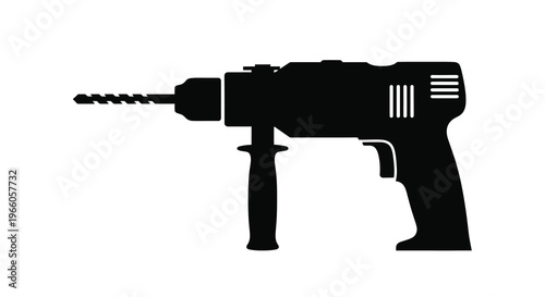 A black silhouette of an electric drill shown in a side view