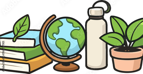 Colorful illustration of eco friendly earth education concept