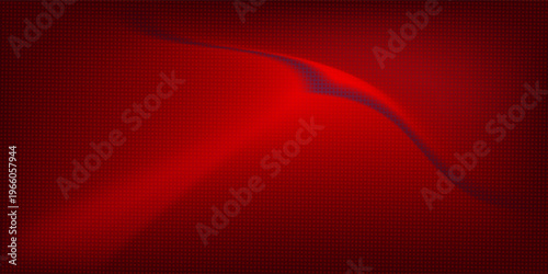 Dynamic abstract red background featuring halftone dot pattern combined with smooth flowing wave shapes and gradient lighting