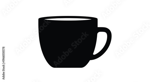Simple black silhouette of a coffee or tea cup with a handle