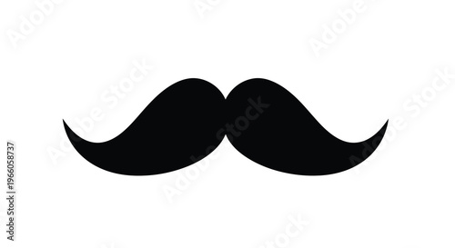 A simple black silhouette of a classic handlebar mustache design