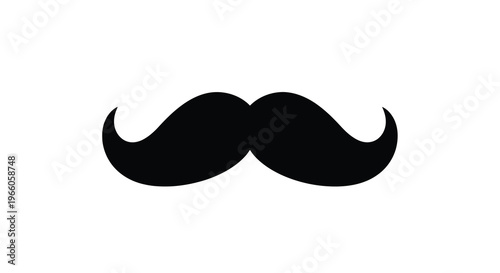 A simple black silhouette of a classic handlebar mustache isolated on white