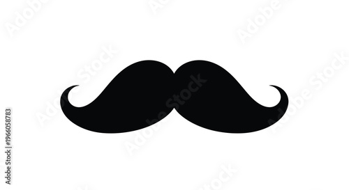 A simple black silhouette depicting a classic handlebar mustache