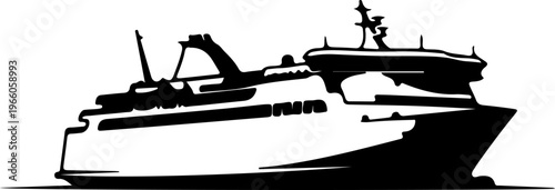 Large ferry boat silhouette, suitable for travel and transportation themes