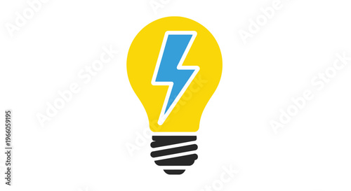 A yellow lightbulb icon contains a bright blue lightning bolt symbol
