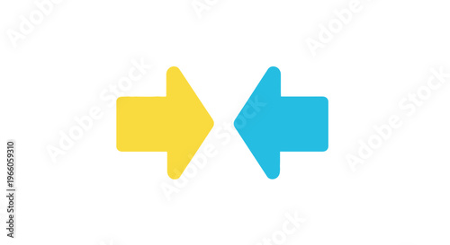 Two contrasting arrows yellow pointing right and blue pointing left