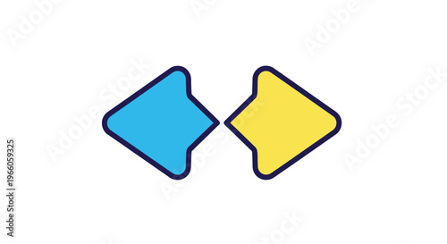 Two abstract diamond shapes blue and yellow slightly separated