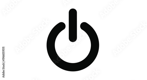 Simple black power button icon on a white background silhouette