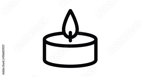 Simple black outline of a lit tea light candle silhouette