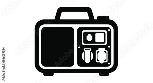 Black generator icon with handle and outlets simple silhouette