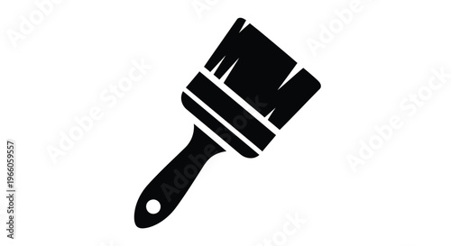 A simple black silhouette of a paintbrush against a white background