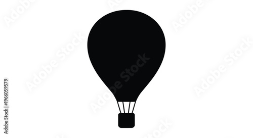 A simple black hot air balloon against a white background silhouette