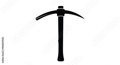 A black silhouette of a pickaxe a tool used for mining silhouette