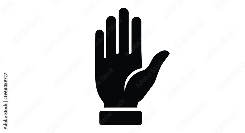 Fototapeta premium A black hand displaying a stop gesture simple silhouette