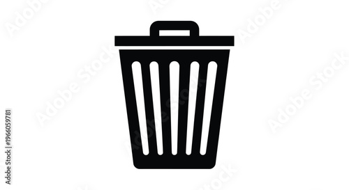 Simple black trash can icon a minimalist design silhouette