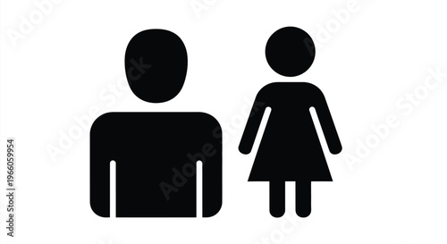 Simple black icons depict a man and woman a family silhouette