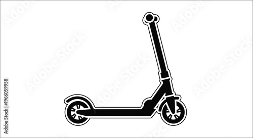 A black scooter design sharply defined against a white background silhouette