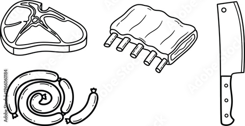 Ancient and modern tools used in food preparation and crafting Vector