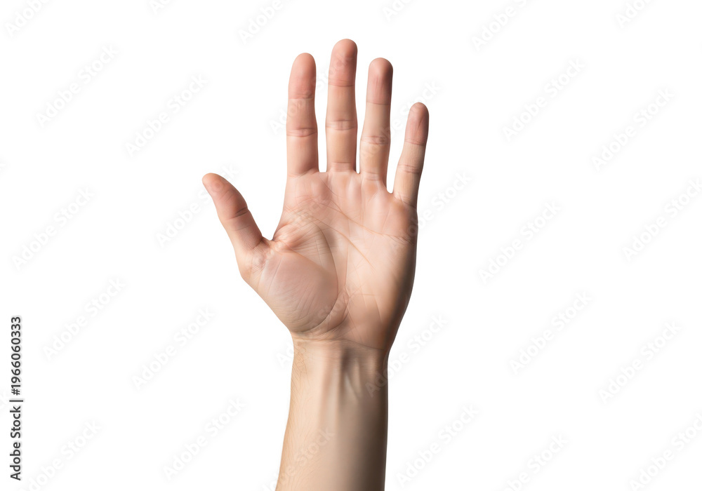 Fototapeta premium Human hand with palm open isolated on transparent background