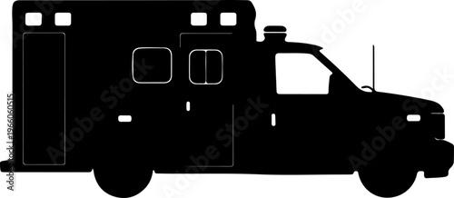 Silhouette of an ambulance vehicle, emergency medical service transport illustration