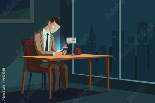 Angry boss shouting at employee in office, toxic workplace and stress concept, flat vector illustration