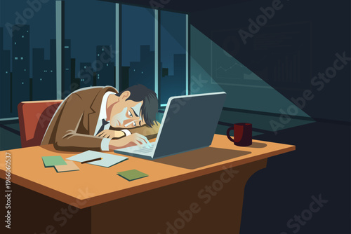 Businessman reaching breaking point from stress and overload at work, burnout concept, flat vector illustration