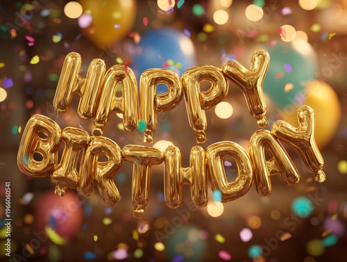 Colorful Balloons and Confetti Celebrate Birthday in a Festive Setting