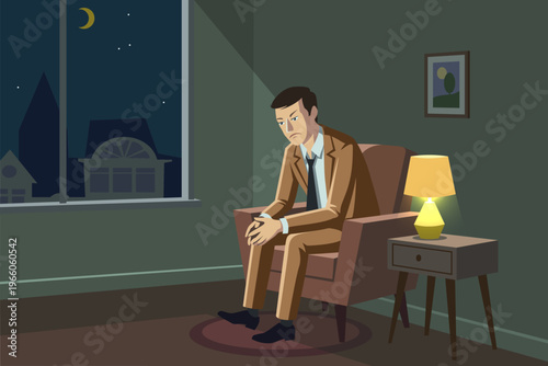 Businessman taking a short break and relaxing from work stress, recovery concept, flat vector illustration