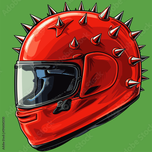 vector image of a spiked motorbike helmet