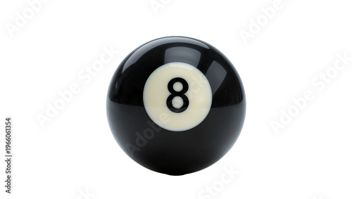 Canvastavla Glossy black eight ball with number eight, isolated on transparent background fo
