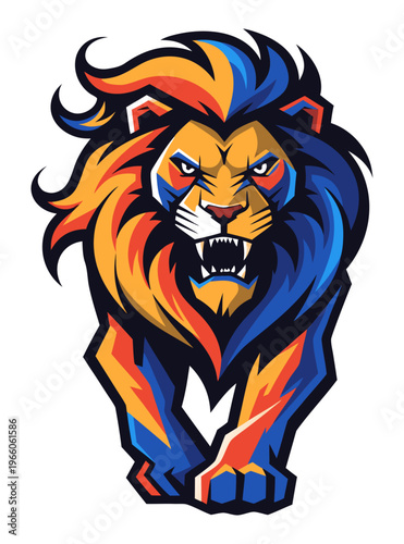 Tableau sur toile Lion Mascot Logo Style Vector Illustration.