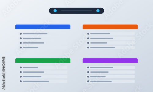 Hand-drawn corporate group stage match schedule grid featuring colorful organized data cards for professional business project authentic illustration