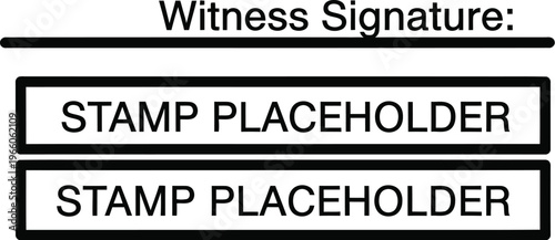 Signature line on legal document with witness stamp placeholders