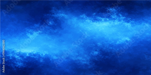 An abstract dark blue sky background features a textured cloudscape where light and storm clouds blend into a summer atmosphere of nature and air