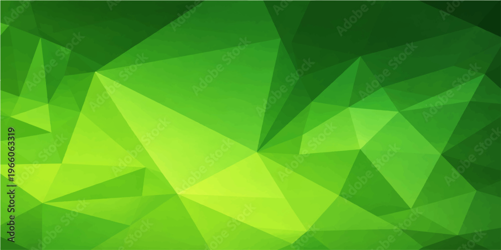 Obraz premium Abstract green geometric pattern featuring a triangle mosaic texture and crystal polygon shapes in a creative vector illustration design for a modern technology wallpaper backdrop