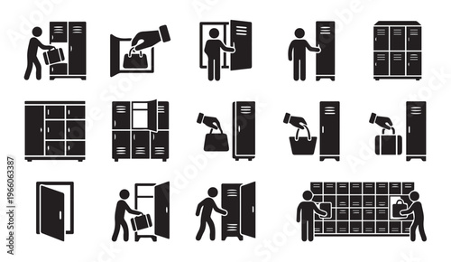 Storage locker icons showing secure baggage and public cabinet facilities