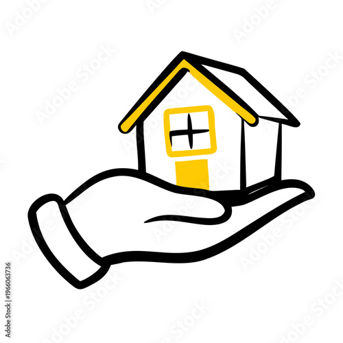 Hand holding house icon concept real estate mortgage investment home ownership protection