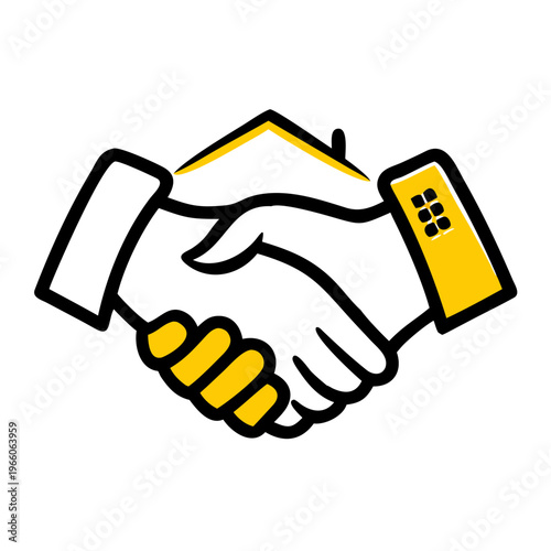 Handshake with house symbol on top, deal closure