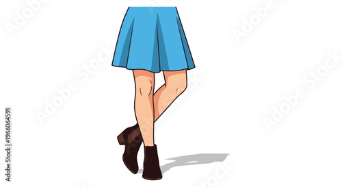 A digital illustration depicts a woman s legs and feet in stylish boots with a flat color style silhouette high quality professional